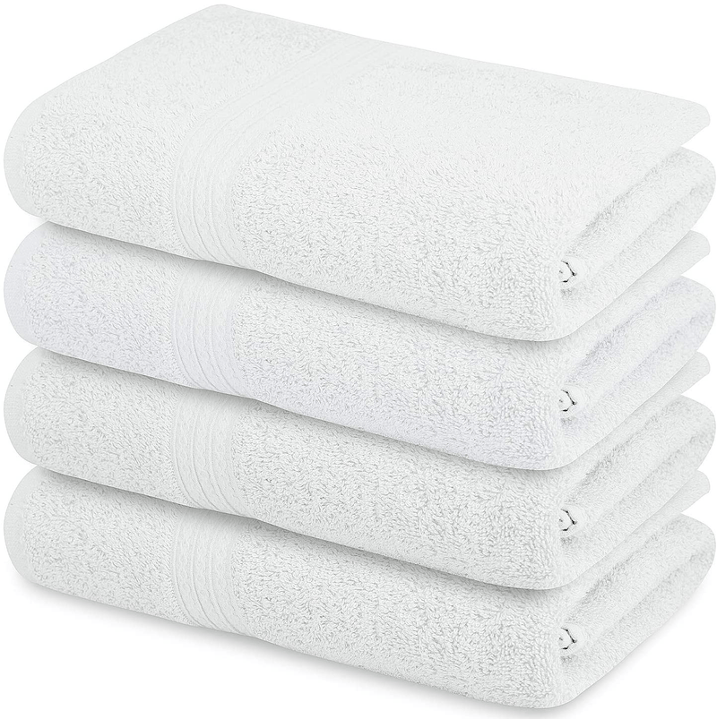 100% Cotton Bath Towels Set 22"x44" Pack of 6 White Economical Towels Ultra Soft Bath Towels Gym Spa Hotel Bath Towel Ring Spun Cotton Bath Towel Home & Garden > Linens & Bedding > Towels SIMPLY LOFTY White 27x52 - Pack of 4 