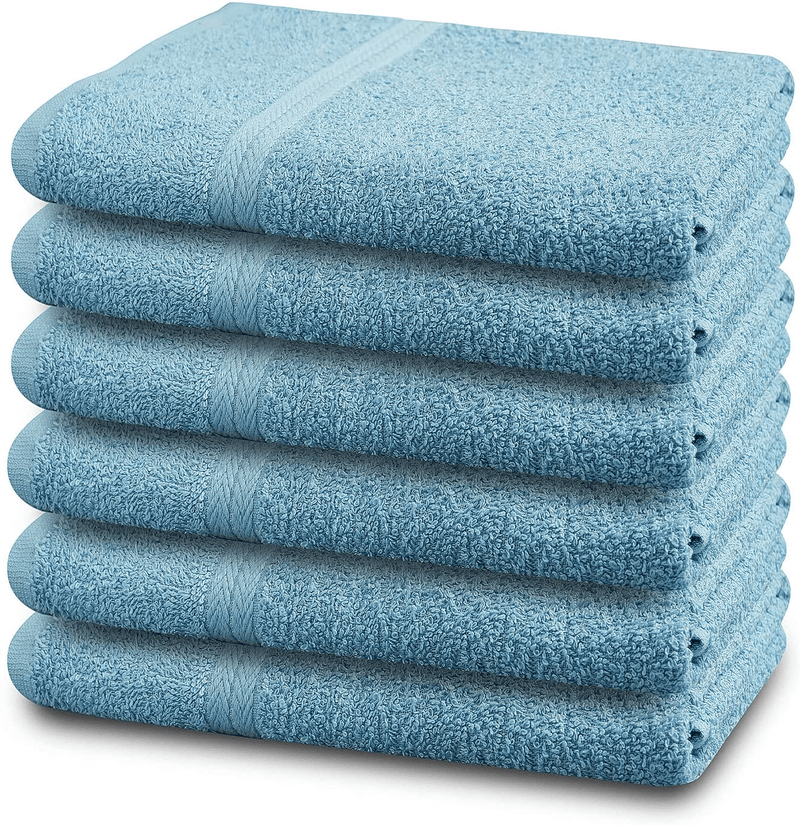 100% Cotton Bath Towels Set 22"x44" Pack of 6 White Economical Towels Ultra Soft Bath Towels Gym Spa Hotel Bath Towel Ring Spun Cotton Bath Towel Home & Garden > Linens & Bedding > Towels SIMPLY LOFTY Blue 24x46 - Pack of 6 