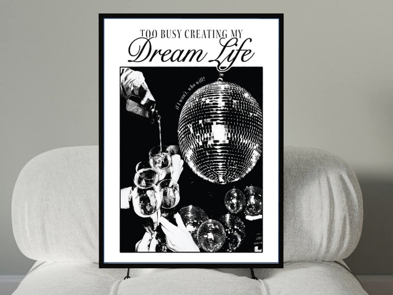 Black and White Disco Ball Decor - 12X16 Inches Set of 1 Party Decor Poster & Prints - Black Wall Art - Quotes Wall Decor - Aesthetic Room Decor - Bart Cart Cute Room Decor - Vintage Wall Art Home & Garden > Decor > Artwork > Posters, Prints, & Visual Artwork GROUP DMR   