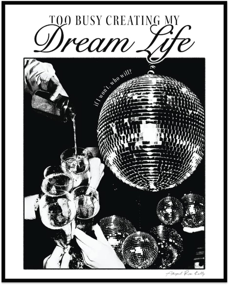 Black and White Disco Ball Decor - 12X16 Inches Set of 1 Party Decor Poster & Prints - Black Wall Art - Quotes Wall Decor - Aesthetic Room Decor - Bart Cart Cute Room Decor - Vintage Wall Art Home & Garden > Decor > Artwork > Posters, Prints, & Visual Artwork GROUP DMR   