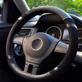 BOKIN Leather Steering Wheel Cover with Beathable Microfiber and Viscose for Men Women,Anti-Slip, Odorless,Universal 15 Inch Black Car Wheel Protector Vehicles & Parts > Vehicle Parts & Accessories > Vehicle Maintenance, Care & Decor > Vehicle Decor > Vehicle Steering Wheel Covers BOKIN Black  