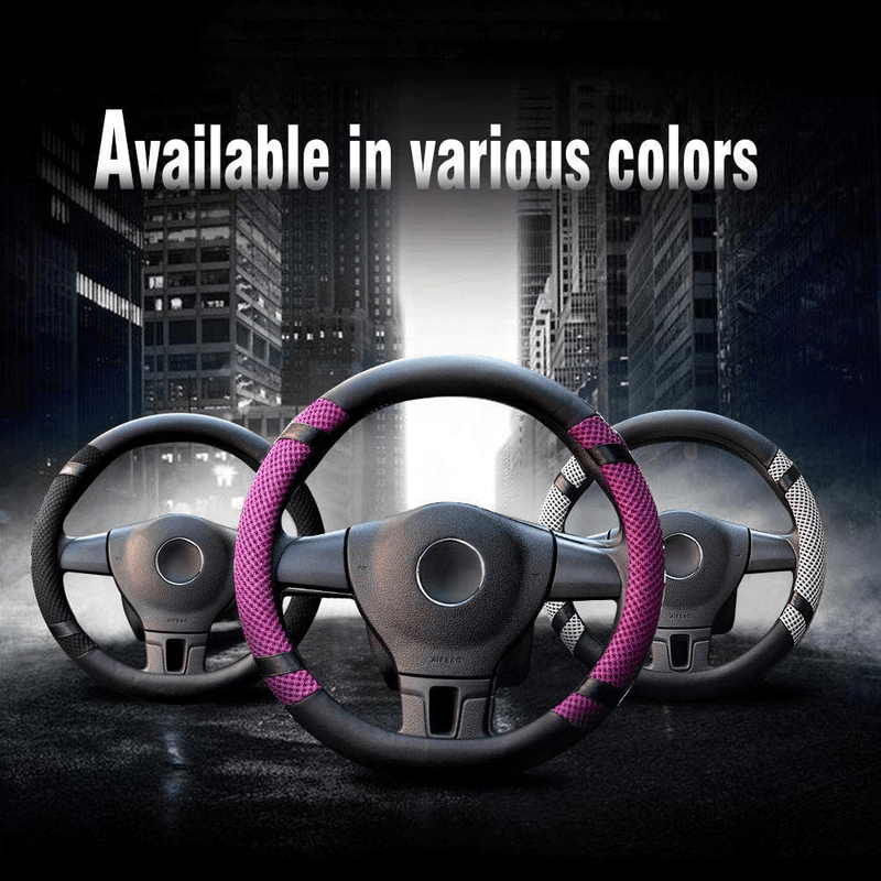 BOKIN Leather Steering Wheel Cover with Beathable Microfiber and Viscose for Men Women,Anti-Slip, Odorless,Universal 15 Inch Black Car Wheel Protector Vehicles & Parts > Vehicle Parts & Accessories > Vehicle Maintenance, Care & Decor > Vehicle Decor > Vehicle Steering Wheel Covers BOKIN   
