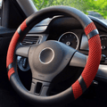 BOKIN Leather Steering Wheel Cover with Beathable Microfiber and Viscose for Men Women,Anti-Slip, Odorless,Universal 15 Inch Black Car Wheel Protector Vehicles & Parts > Vehicle Parts & Accessories > Vehicle Maintenance, Care & Decor > Vehicle Decor > Vehicle Steering Wheel Covers BOKIN Red  