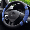 BOKIN Leather Steering Wheel Cover with Beathable Microfiber and Viscose for Men Women,Anti-Slip, Odorless,Universal 15 Inch Black Car Wheel Protector Vehicles & Parts > Vehicle Parts & Accessories > Vehicle Maintenance, Care & Decor > Vehicle Decor > Vehicle Steering Wheel Covers BOKIN Blue  