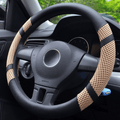 BOKIN Leather Steering Wheel Cover with Beathable Microfiber and Viscose for Men Women,Anti-Slip, Odorless,Universal 15 Inch Black Car Wheel Protector Vehicles & Parts > Vehicle Parts & Accessories > Vehicle Maintenance, Care & Decor > Vehicle Decor > Vehicle Steering Wheel Covers BOKIN Tan  