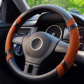 BOKIN Leather Steering Wheel Cover with Beathable Microfiber and Viscose for Men Women,Anti-Slip, Odorless,Universal 15 Inch Black Car Wheel Protector Vehicles & Parts > Vehicle Parts & Accessories > Vehicle Maintenance, Care & Decor > Vehicle Decor > Vehicle Steering Wheel Covers BOKIN Orange  