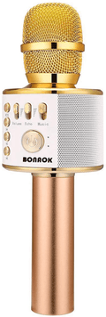 BONAOK Wireless Bluetooth Karaoke Microphone,3-in-1 Portable Handheld Karaoke Mic Speaker Machine Home Party Birthday for All Smartphones PC(Q37 Rose Gold) Electronics > Audio > Audio Components > Microphones BONAOK gold  