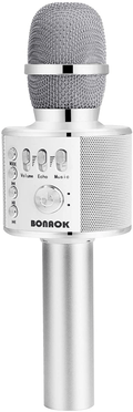 BONAOK Wireless Bluetooth Karaoke Microphone,3-in-1 Portable Handheld Karaoke Mic Speaker Machine Home Party Birthday for All Smartphones PC(Q37 Rose Gold) Electronics > Audio > Audio Components > Microphones BONAOK silver  