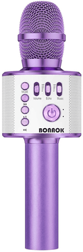 BONAOK Wireless Bluetooth Karaoke Microphone,3-in-1 Portable Handheld Karaoke Mic Speaker Machine Home Party Birthday for All Smartphones PC(Q37 Rose Gold) Electronics > Audio > Audio Components > Microphones BONAOK Light Purple  