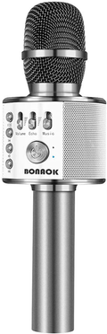 BONAOK Wireless Bluetooth Karaoke Microphone,3-in-1 Portable Handheld Karaoke Mic Speaker Machine Home Party Birthday for All Smartphones PC(Q37 Rose Gold) Electronics > Audio > Audio Components > Microphones BONAOK space gray  