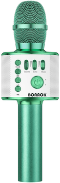 BONAOK Wireless Bluetooth Karaoke Microphone,3-in-1 Portable Handheld Karaoke Mic Speaker Machine Home Party Birthday for All Smartphones PC(Q37 Rose Gold) Electronics > Audio > Audio Components > Microphones BONAOK Green  