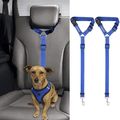 BWOGUE 2 Packs Dog Cat Safety Seat Belt Strap Car Headrest Restraint Adjustable Nylon Fabric Dog Restraints Vehicle Seatbelts Harness Animals & Pet Supplies > Pet Supplies > Dog Supplies BWOGUE Dark Blue  