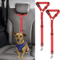 BWOGUE 2 Packs Dog Cat Safety Seat Belt Strap Car Headrest Restraint Adjustable Nylon Fabric Dog Restraints Vehicle Seatbelts Harness Animals & Pet Supplies > Pet Supplies > Dog Supplies BWOGUE Red Elastic Bungee  