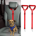 BWOGUE 2 Packs Dog Cat Safety Seat Belt Strap Car Headrest Restraint Adjustable Nylon Fabric Dog Restraints Vehicle Seatbelts Harness Animals & Pet Supplies > Pet Supplies > Dog Supplies BWOGUE Red  