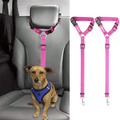 BWOGUE 2 Packs Dog Cat Safety Seat Belt Strap Car Headrest Restraint Adjustable Nylon Fabric Dog Restraints Vehicle Seatbelts Harness Animals & Pet Supplies > Pet Supplies > Dog Supplies BWOGUE Pink  