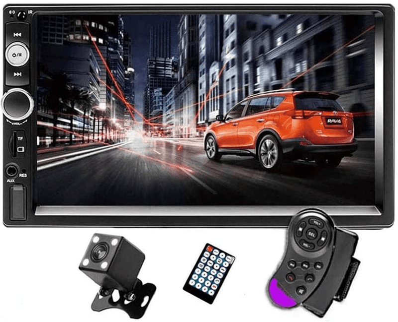 CAMECHO 7" Double Din Car Stereo Audio Bluetooth MP5 Player USB FM Multimedia Radio+ 4 LED Mini Backup Camera with Steering Wheel Remote Support Mobile Phone Synchronization (Used in Android /iOS) Vehicles & Parts > Vehicle Parts & Accessories > Motor Vehicle Electronics CAMECHO Default Title  