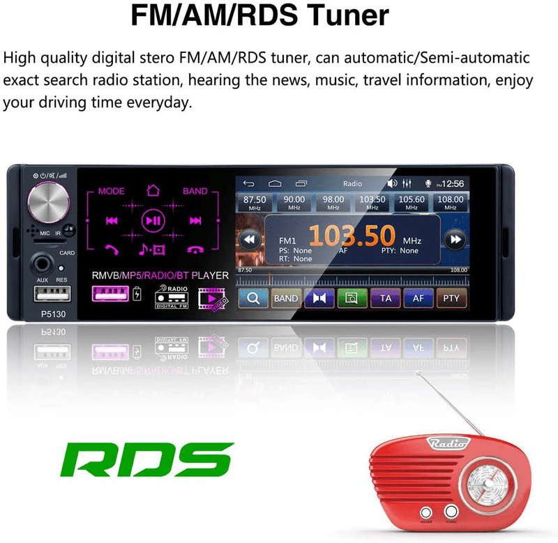 Camecho Single Din Bluetooth Car Radio 4'' Capacitive Touch Screen Car Stereo FM/AM/RDS Radio Receiver with Dual USB/AUX-in/SD Card Port + Backup Camera & Steering Wheel Control Electronics > Audio > Audio Players & Recorders > Radios CAMECHO   