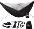 Camping Hammock with Mosquito/Bug Net,Lightweight Portable Single/ Double Parachute Hammock with 2 Tree Straps,Net Hammock for Indoor,Outdoor,Backyard,Hiking,Backpack,Travel,Jungle,Tree,Beach Sporting Goods > Outdoor Recreation > Camping & Hiking > Mosquito Nets & Insect Screens O-OBDO Black  