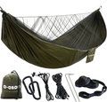 Camping Hammock with Mosquito/Bug Net,Lightweight Portable Single/ Double Parachute Hammock with 2 Tree Straps,Net Hammock for Indoor,Outdoor,Backyard,Hiking,Backpack,Travel,Jungle,Tree,Beach Sporting Goods > Outdoor Recreation > Camping & Hiking > Mosquito Nets & Insect Screens O-OBDO Army Green  