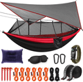 Camping Hammock with Mosquito Net and Rain Fly - Portable Double Hammock with Bug Net and Tent Tarp Heavy Duty Tree Strap, Hammock Tent for Travel Camping Backpacking Hiking Outdoor Activities Black Sporting Goods > Outdoor Recreation > Camping & Hiking > Mosquito Nets & Insect Screens KINFAYV Black-red  