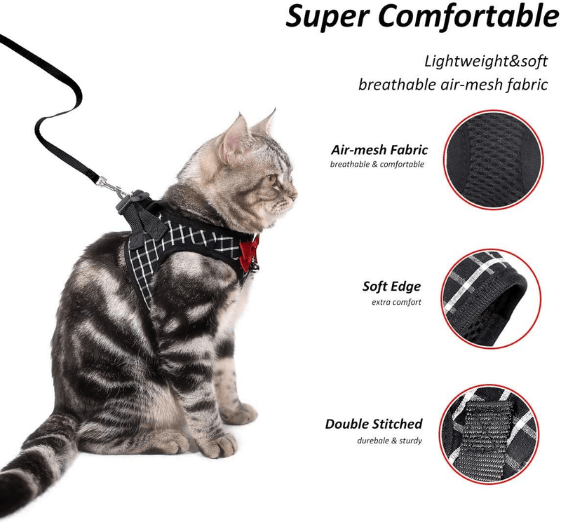 Cat Harness and Leash Kitten Harness Cat Leash Rabbit Harness for Small Dogs Cat Harness Escape Proof with Bell and Bow-Knot Decoration Cat Outdoor Enclosures-XS Animals & Pet Supplies > Pet Supplies > Cat Supplies > Cat Apparel Abaooat   