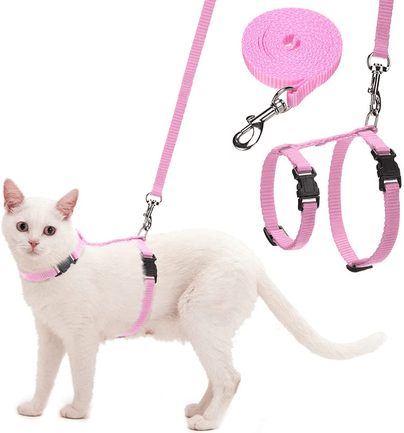 Cat Harness and Leash Set - Escape Proof H Shaped Harness with Leash, Adjustable Lightweight Safe Harness for Cats Outdoor Walking Animals & Pet Supplies > Pet Supplies > Cat Supplies > Cat Apparel Mihachi Pink  