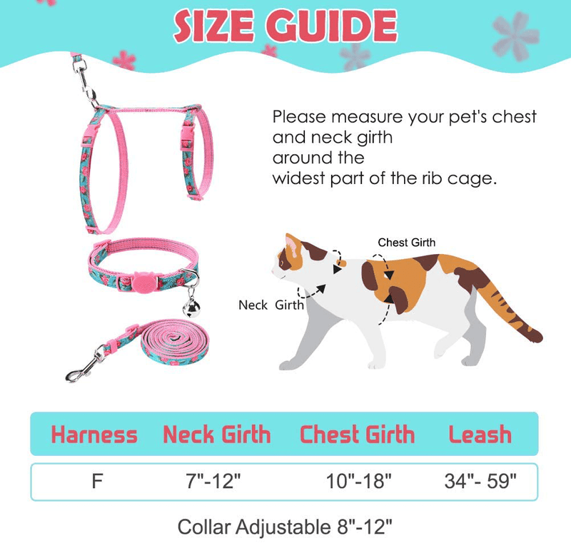 Cat Harness with Leash and Collar Set - Escape Proof Adjustable H-shped Cat Vest, Soft Comfortable Strap for Cats Outdoor Walking Animals & Pet Supplies > Pet Supplies > Cat Supplies > Cat Apparel PAWCHIEPET   