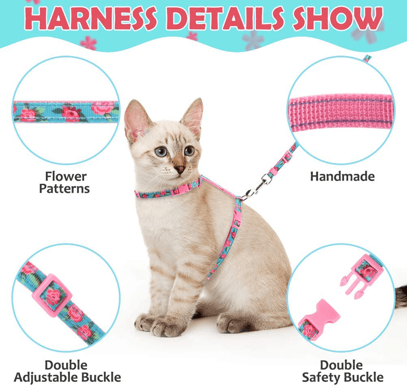 Cat Harness with Leash and Collar Set - Escape Proof Adjustable H-shped Cat Vest, Soft Comfortable Strap for Cats Outdoor Walking Animals & Pet Supplies > Pet Supplies > Cat Supplies > Cat Apparel PAWCHIEPET   