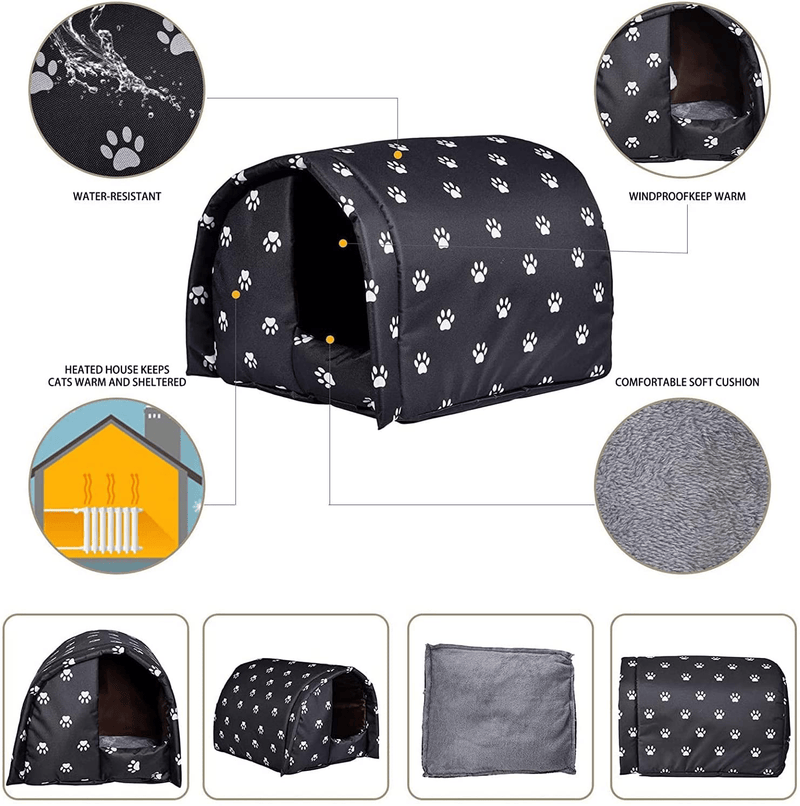 Cat House for Outdoor Cats in Winter, Outdoor Cat Houses for Feral Cats Weatherproof, Cat House Thickened Weatherproof Foldable, Stray Cats Shelter Animals & Pet Supplies > Pet Supplies > Cat Supplies > Cat Beds B/A   