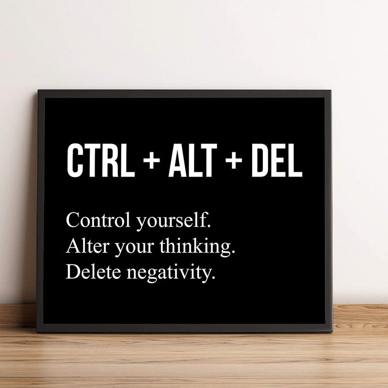 "CTRL+ALT+DEL" Inspirational Motivational Wall Art & Decor-Positive Quotes Poster Prints 8X10-Home Office Desk-Classroom Decor-Success Sayings-Encouragement Gifts for Men, Women, Teens-Ready to Frame. Home & Garden > Decor > Artwork > Posters, Prints, & Visual Artwork AMERICAN LUXURY GIFTS   