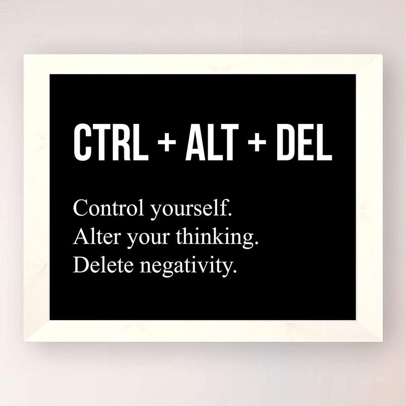 "CTRL+ALT+DEL" Inspirational Motivational Wall Art & Decor-Positive Quotes Poster Prints 8X10-Home Office Desk-Classroom Decor-Success Sayings-Encouragement Gifts for Men, Women, Teens-Ready to Frame. Home & Garden > Decor > Artwork > Posters, Prints, & Visual Artwork AMERICAN LUXURY GIFTS   