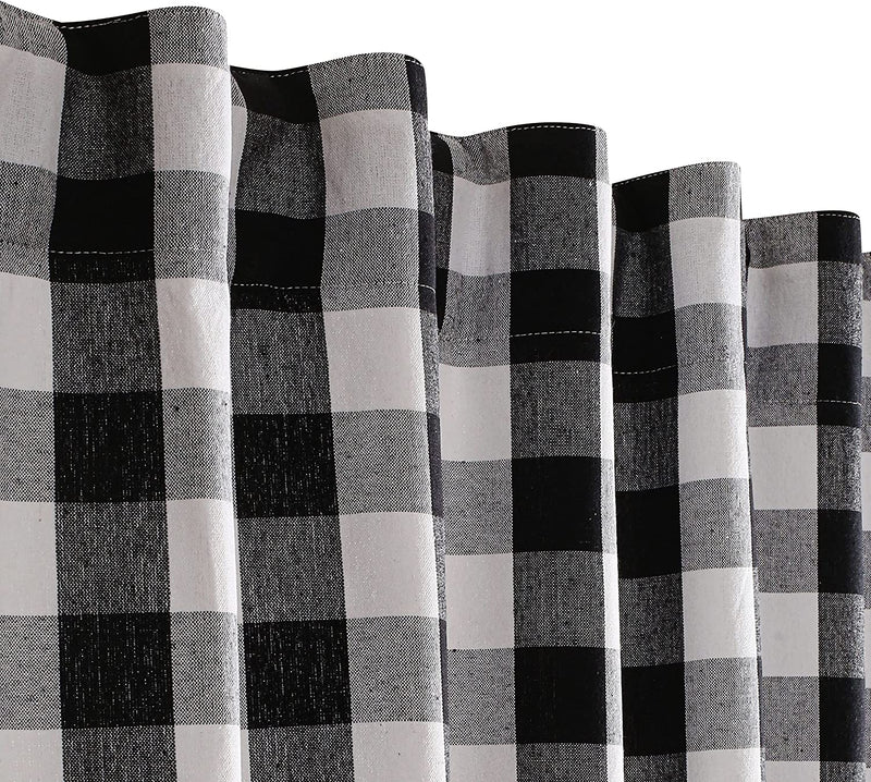 Farmhouse Curtain in Gingham Plaid Check Fabric 50X84 Black & White,Cotton Curtains, 2 Panels Curtain,Tab Top Curtains, Room Darkening Drapes, Curtains for Bedroom, Curtains for Living Room, Set of 2 Home & Garden > Decor > Window Treatments > Curtains & Drapes Bedding Craft Black /White 2Pack Plaid Curtain(50x84) 