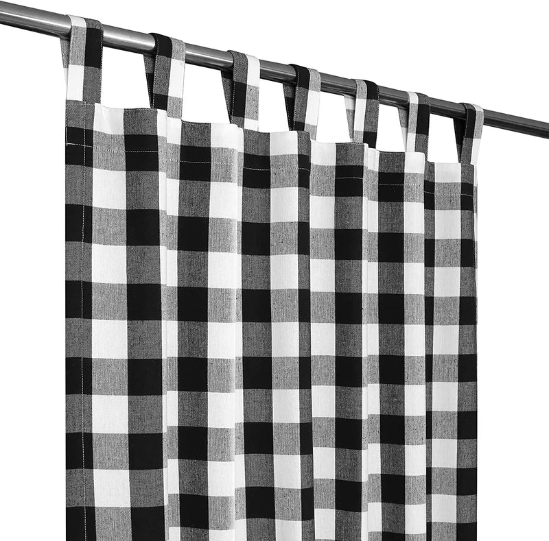 Farmhouse Curtain in Gingham Plaid Check Fabric 50X84 Black & White,Cotton Curtains, 2 Panels Curtain,Tab Top Curtains, Room Darkening Drapes, Curtains for Bedroom, Curtains for Living Room, Set of 2 Home & Garden > Decor > Window Treatments > Curtains & Drapes Bedding Craft Black/White 50x108 Loop Panel 