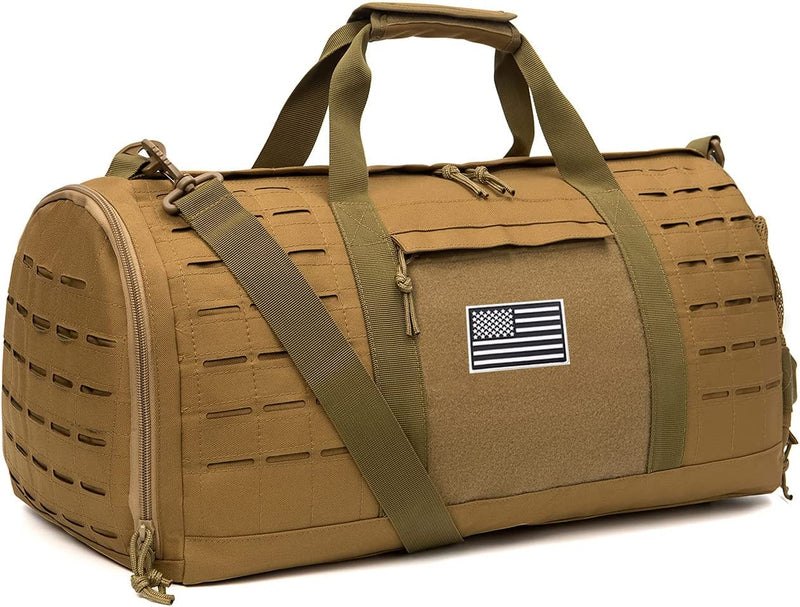 QT&QY 40L Military Tactical Duffle Bag for Men Sport Gym Bag Fitness Tote Travel Duffle Bag Training Workout Bag with Shoe Compartment Basketball Football Weekender Bag Home & Garden > Household Supplies > Storage & Organization QT&QY Tan  