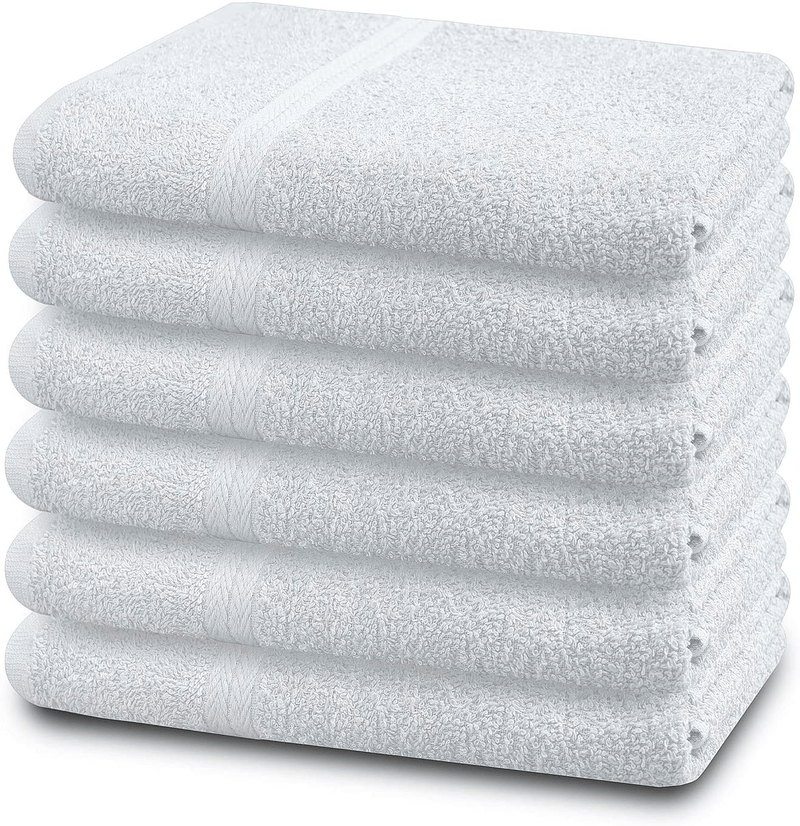 100% Cotton Bath Towels Set 22"x44" Pack of 6 White Economical Towels Ultra Soft Bath Towels Gym Spa Hotel Bath Towel Ring Spun Cotton Bath Towel Home & Garden > Linens & Bedding > Towels SIMPLY LOFTY White 24x46 - Pack of 6 