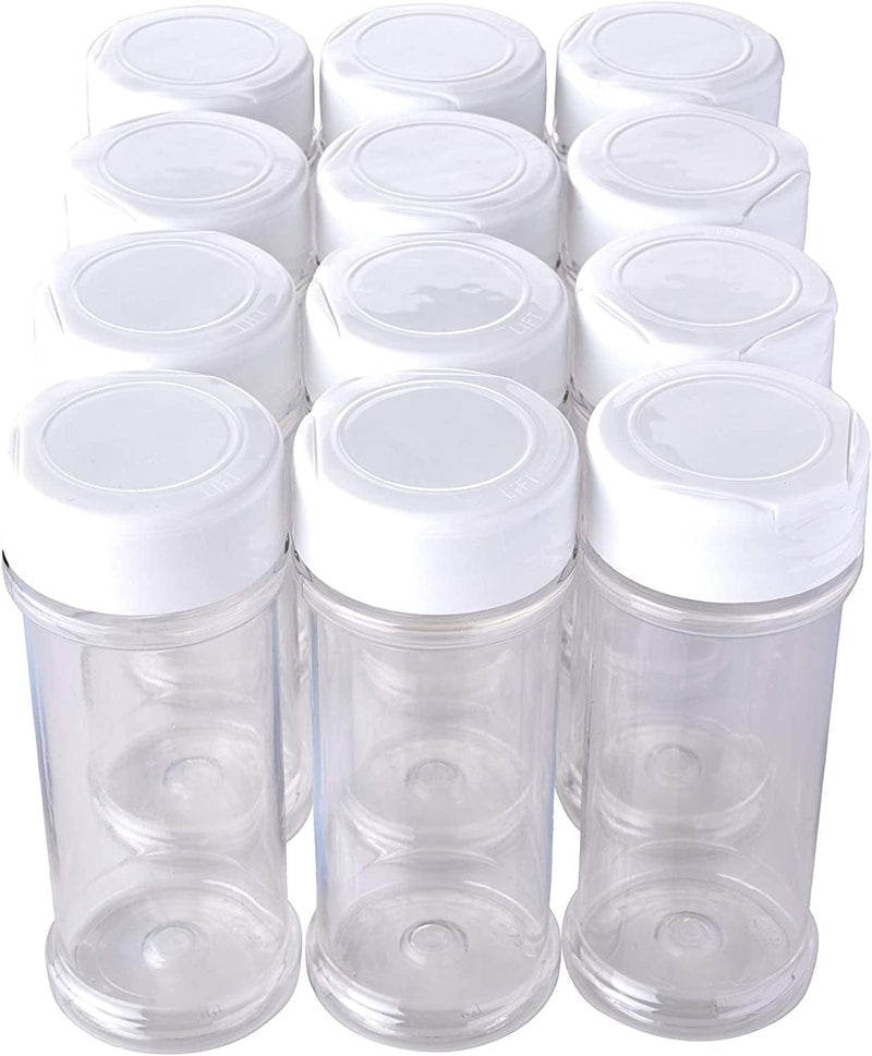 12 Pack of 6 Oz. Empty Clear Plastic Spice Bottles with White Sprinkle Top Lids for Storing and Dispensing Salt, Sweeteners and Spices - Food-Grade Spice Jars for Kitchen and Home Spice Organization Home & Garden > Decor > Decorative Jars Xyloburst   