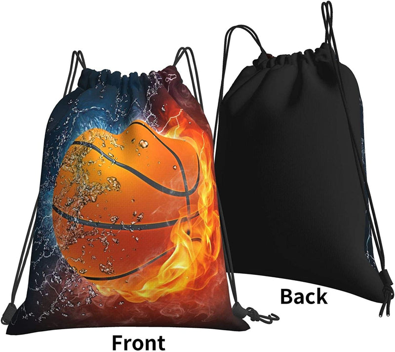 Drawstring Backpack for Men Boy String Bag Sackpack Cinch for Gym Shopping Sport Yoga School Travel-Water Fire Basketball Home & Garden > Household Supplies > Storage & Organization JMLYQS CO.LTD   