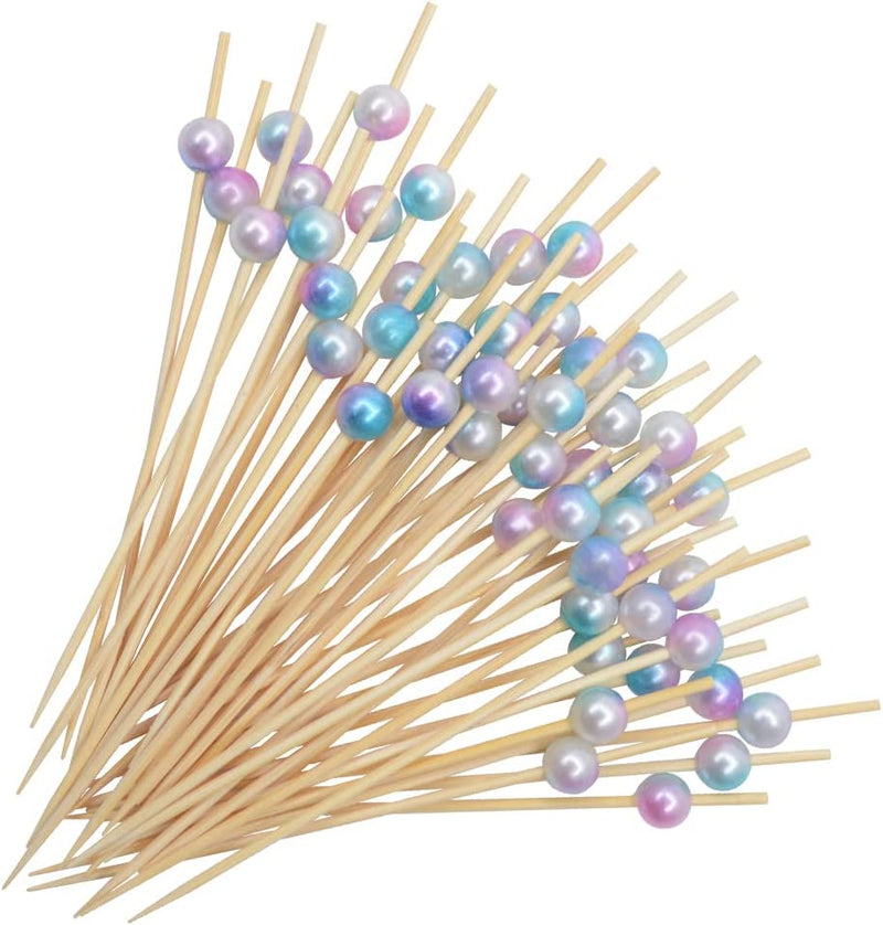 Cocktail Picks, 100PCS Toothpicks for Appetizers, Appetizing Skewers for Fruits Burgers Party Decoration - 4.7 Inch Home & Garden > Decor > Seasonal & Holiday Decorations AIPNUN Galaxy-blue  
