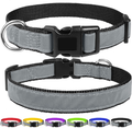 FunTags Reflective Nylon Dog Collar,Adjustable Pet Collars with Quick Release Buckle for Puppy Small Medium Large Dogs,18 Classic Solid Colors,4 Sizes Animals & Pet Supplies > Pet Supplies > Dog Supplies FunTags Black/Gray XS - 5/8"x(8"-12") 