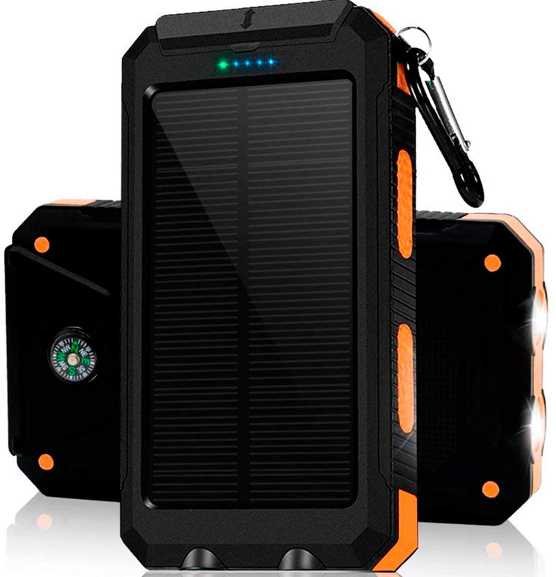 Solar Charger 30,000Mah, Dualpow Portable Solar Battery Charger External Battery Pack Phone Charger Power Bank for Cellphones Tablet with Flashlight and a 3 Feet Micro USB Cord (Orange/Black B) Sporting Goods > Outdoor Recreation > Camping & Hiking > Tent Accessories Dualpow Orange/Black B  
