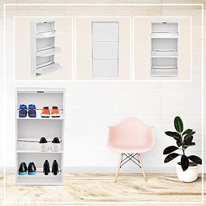 Mabel Home Modern 3 & 4 Drawer Shoe Cabinet, 3-4Tier Shoe Rack Storage Organizer, (White) (3 & 4Tier) (3 Tier) Furniture > Cabinets & Storage > Armoires & Wardrobes Mabel Home   