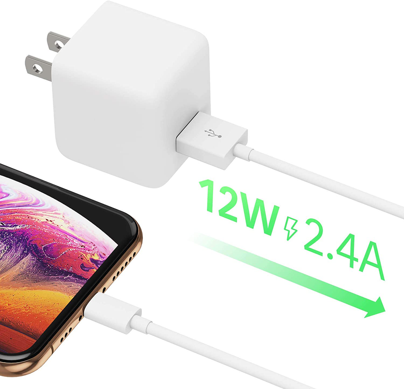 TalkWorks USB Wall Charger iPhone Adapter 12W/2.4A - Includes 5ft Lightning Cable MFI Certified For Apple iPhone 12, 12 Pro/Max, 12 Mini, 11, 11 Pro/Max, XS/Max, XR, X, 8, 7, 6, SE, 5, iPad - White Electronics > Electronics Accessories > Power > Power Adapters & Chargers MAP 140(Talkworks)   