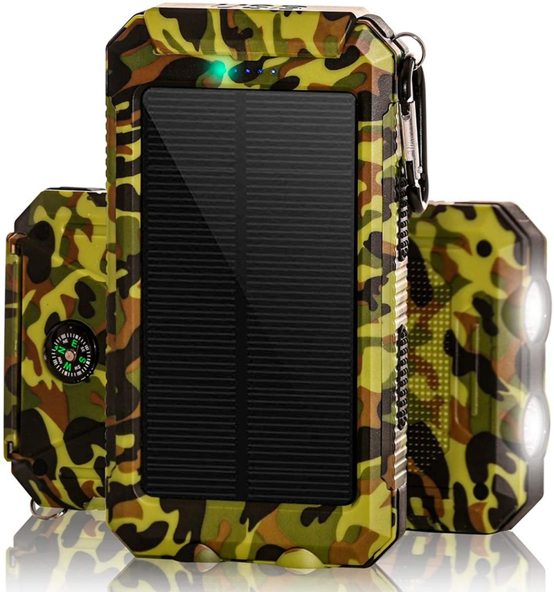 Solar Charger 30,000Mah, Dualpow Portable Solar Battery Charger External Battery Pack Phone Charger Power Bank for Cellphones Tablet with Flashlight and a 3 Feet Micro USB Cord (Orange/Black B) Sporting Goods > Outdoor Recreation > Camping & Hiking > Tent Accessories Dualpow Camouflage  