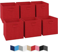 NEATERIZE 13x13x13 Large Storage Cubes - Set of 6 Storage Bins | Features Dual Handles | Cube Storage Bins | Foldable Closet Organizers and Storage | Fabric Storage Box for Home and Office (Grey) Home & Garden > Household Supplies > Storage & Organization NEATERIZE Red  