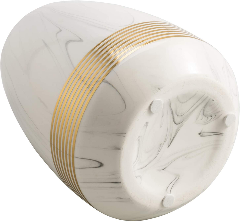 MyGift White Marble Style Ceramic Flower Vase with Gold Detailing Home & Garden > Decor > Vases MyGift   