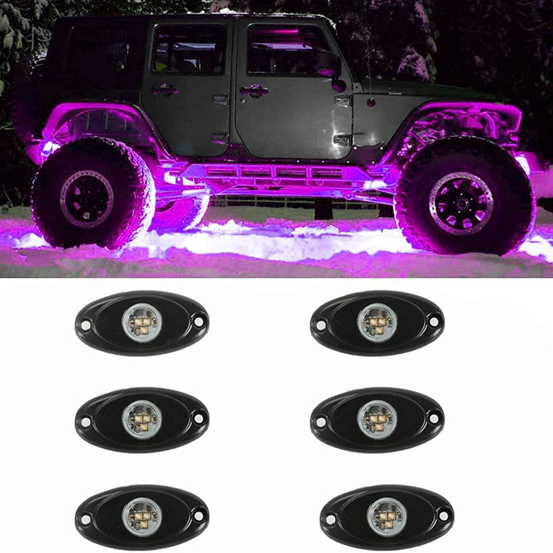 SUNPIE Blue LED Rock Lights Kits with 6 pods Lights for JEEP Off Road Truck Car ATV SUV Motorcycle Under Body Glow Light Lamp Trail Fender Lighting (Blue)  SUNPIE Purple  