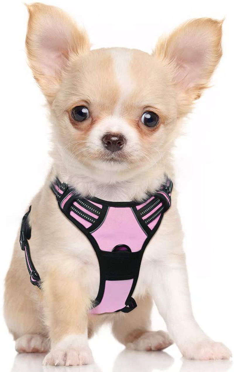 rabbitgoo Dog Harness, No-Pull Pet Harness with 2 Leash Clips, Adjustable Soft Padded Dog Vest, Reflective No-Choke Pet Oxford Vest with Easy Control Handle for Large Dogs, Black, XL  rabbitgoo Cherry Pink Small 