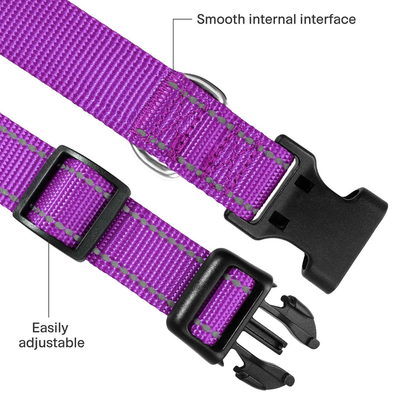 FunTags Reflective Nylon Dog Collar,Adjustable Pet Collars with Quick Release Buckle for Puppy Small Medium Large Dogs,18 Classic Solid Colors,4 Sizes Animals & Pet Supplies > Pet Supplies > Dog Supplies FunTags   