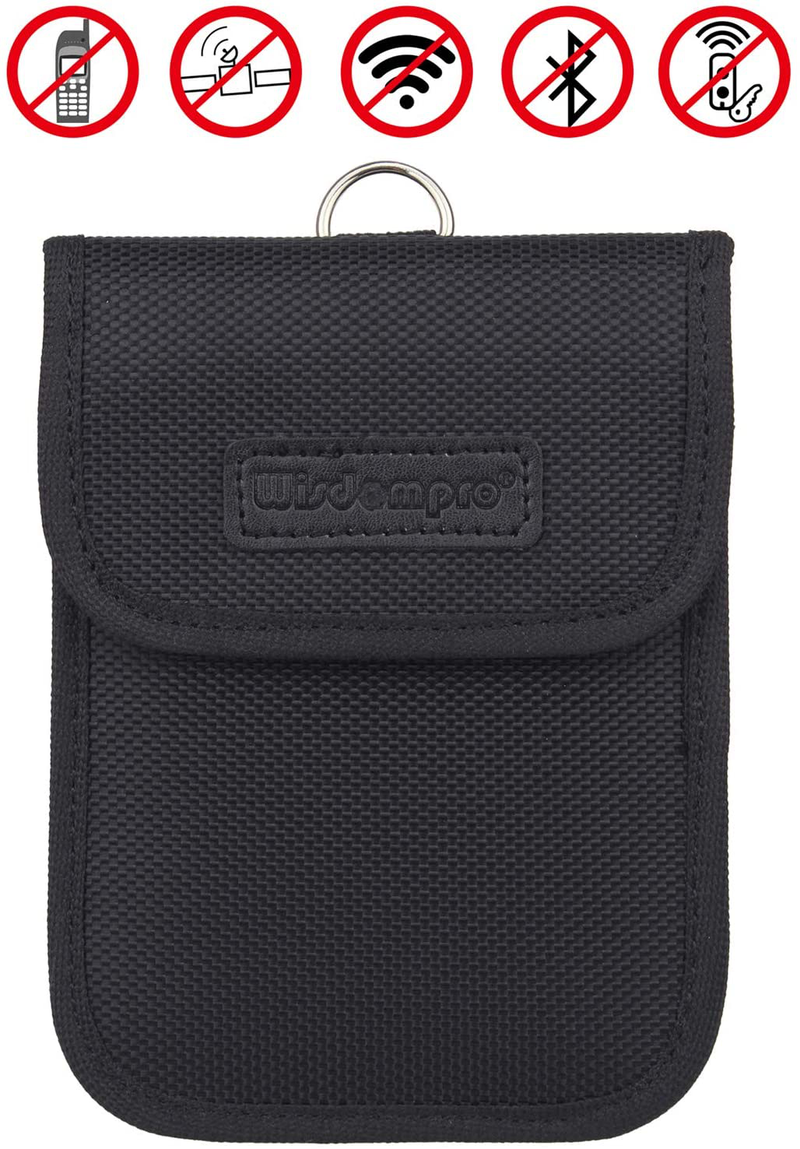 Faraday Bag for Key Fob, Wisdompro WP4694 RFID Key Fob Protector RF Car Signal Blocking, Anti-Theft Pouch, Anti-Hacking Case Blocker - Purple  Wisdompro Black  