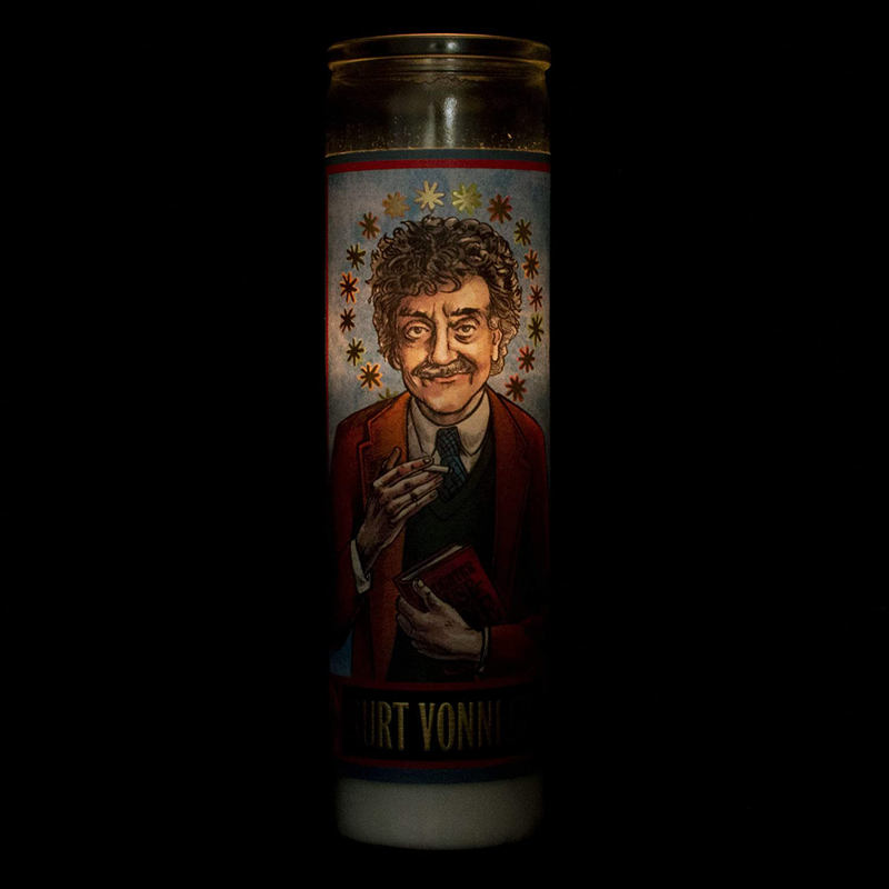 Kurt Vonnegut Secular Saint Candle - 8.5 Inch Glass Prayer Votive - Made in The USA Home & Garden > Decor > Home Fragrances > Candles The Unemployed Philosophers Guild   